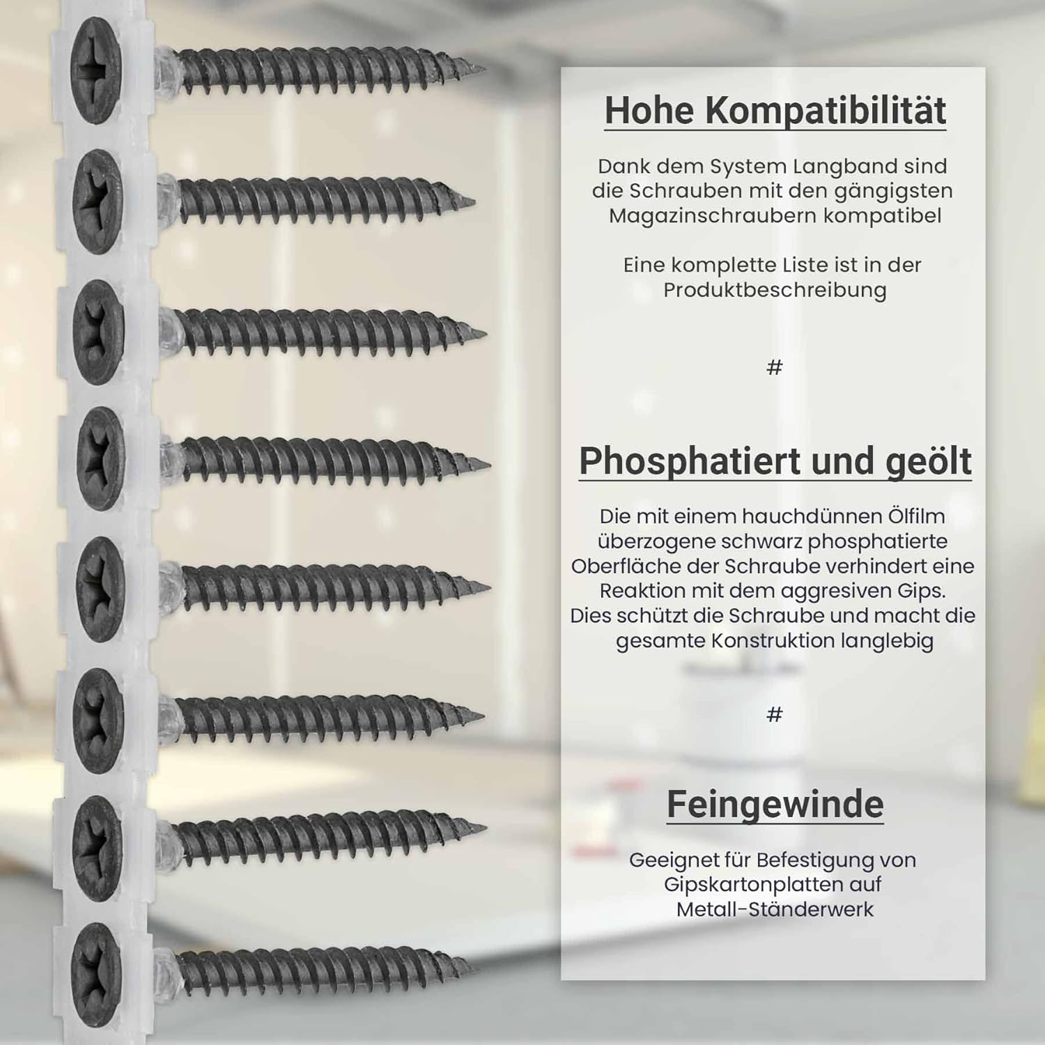 SCREW REBEL Magazinierte Schnellbauschrauben Feingewinde 3,9 x 35 mm - 1.000 Stück, Magazinschrauben, PH2 3 SCREW REBEL Magazinierte Schnellbauschrauben Feingewinde 3,9 x 35 mm - 1.000 Stück, Magazinschrauben, PH2 – Bild 3