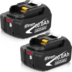 2er Pack 10.0Ah Ersatzakku für Makita Akku 18V LXT BL1850B/BL1860B – Kompatibel mit DC18RD/DC18RC Ladegerät & 18V LXT Geräten wie Bohrmaschinen, Kettensägen, Rasenmähern für Profi-Hand