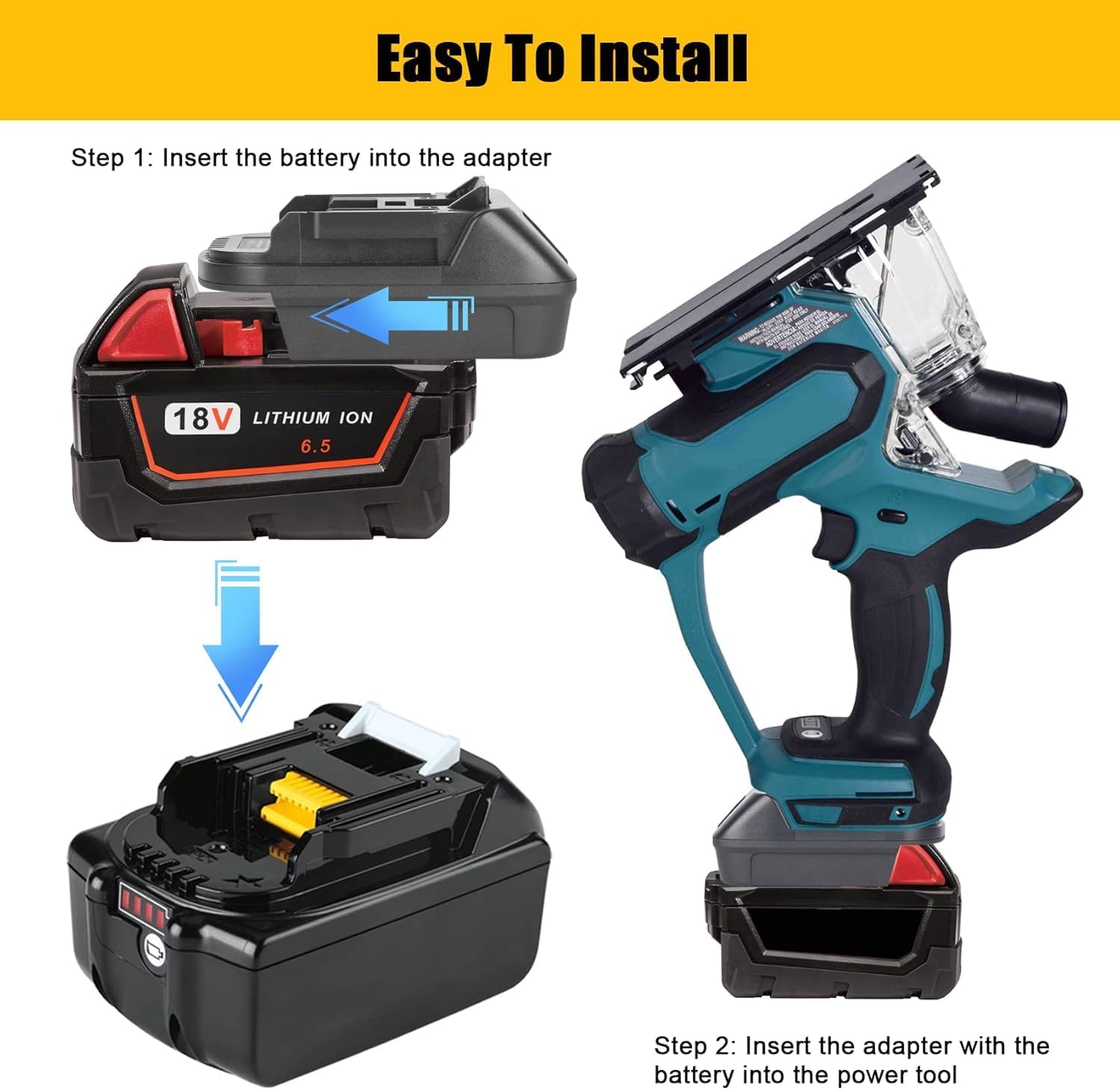 DM18M Akku-Adapter für Milwaukee M18 auf Makita, Adapter für Dewalt 18V 20V Akku auf Makita 18V-Elektrowerkzeugen (Keine Batterie) – Bild 3