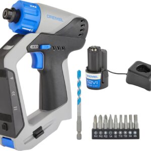 Dremel Blueprint 12V 3-in-1 Akku-Bohrschrauber Multischrauber Set mit Ortungsgerät, 1x abnehmbarer Linienlaser, 2.0 Ah Akku, 9x Schrauberbit, 1x Multimaterial Bohrer Bit,Battery Powered
