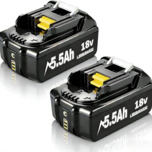 2X 5500mAh 18V Akku für Makita, Powtree Ersatzakku für Makita 18V BL1860B Kompatibel mit BL1860 BL1850 BL1850B BL1840 BL1840B BL1830 BL1830B BL1815 LXT Akku-Elektrowerkzeuge mit LED-Anzeige