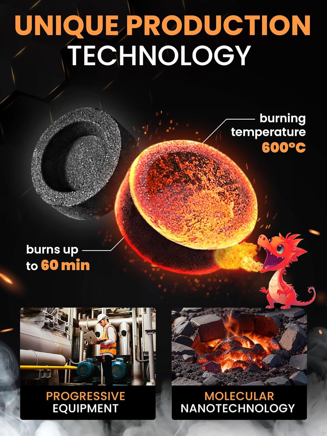 M. ROSENFELD Räucherkohle Selbstzündend 33 mm 10 Stück – Schnellzünder Kohletabletten für Weihrauch, Räucherwerk, Shisha & Grill – bis zu 60 Min Brennzeit, ca. 600 °C, geschmacksneutral & rauchsauber – Bild 3