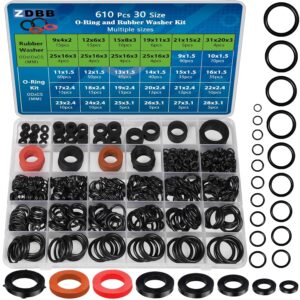 ZDBB 7 Größe Wasserschlauch Dichtung und 20 Größe O-Ring-Sortiment Kit 610 Stück Nitril Unterlegscheiben Set für Sanitär Wasserhahn Schlauch Dusche Kopf Druck Waschmaschine Dichtung Reparatur