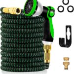 Yofidra Flexibler Gartenschlauch 15m, Strapazierfähiger 3 lagiger Latex Wasserschlauch 3/4 Zoll und 1/2 Zoll Metallanschlüsse, 3450D-Gewebe, knickfrei, Garden Hose Schlauch mit 10-Funktions-Spray