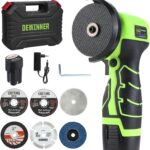 DEWINNER Akku-Winkelschleifer 19 500 U/min - 76mm Schleifscheibe, 2 Akkus 2000mAh, 6 Schneidscheiben und Tragetasche - Für Schleifen, Polieren, Schneiden