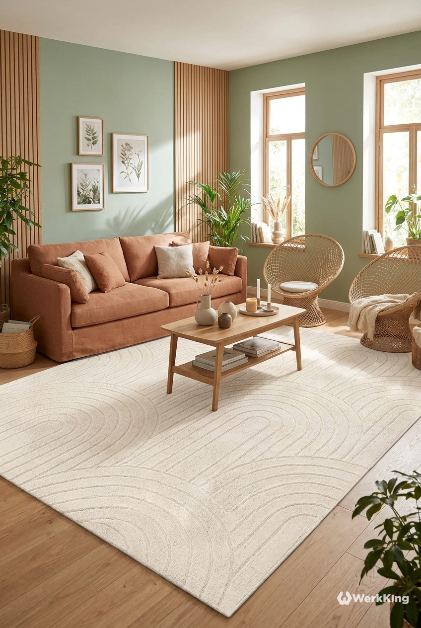 Wandgestaltung: Wohnzimmer skandinavisch in Farbe