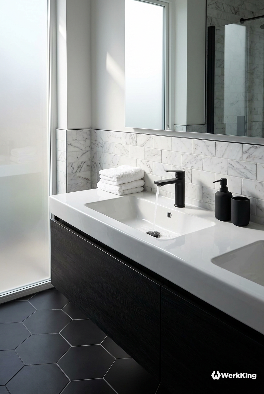 Modernes Badezimmer einrichten mit mattschwarzen Armaturen