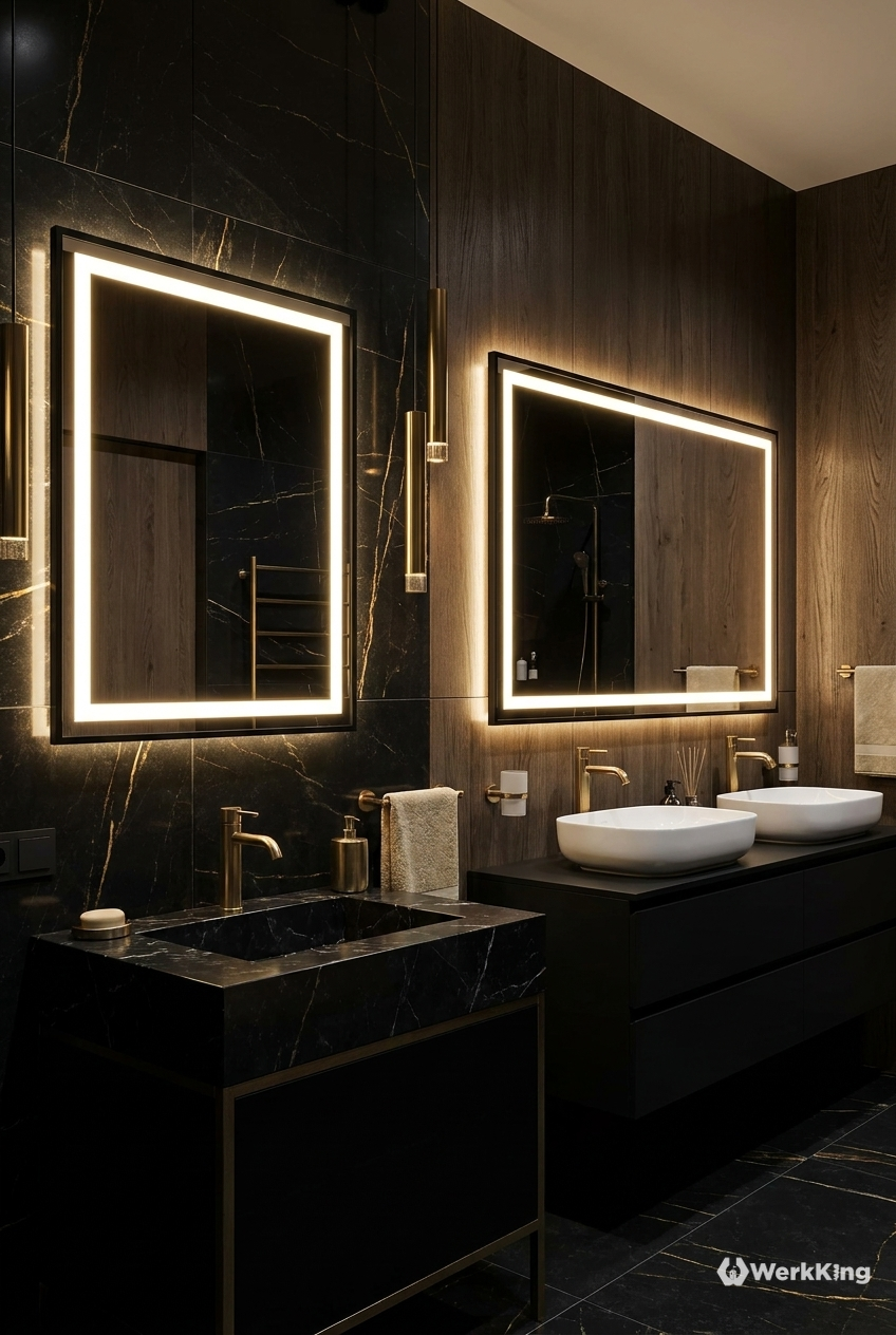 Kontrastreiche Beleuchtung im Badezimmer