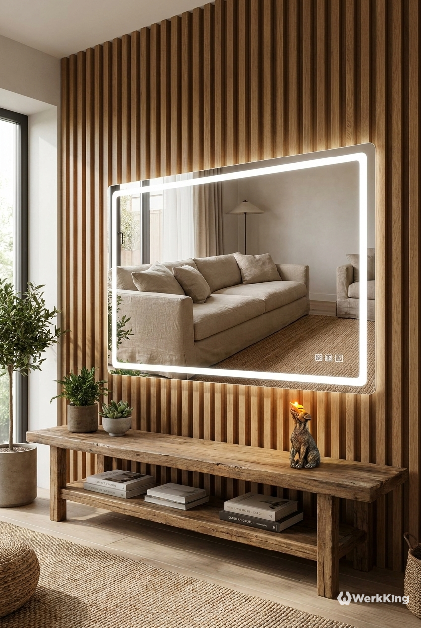 Massive Holzlamellen als moderne Wand Ideen