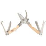 Esschert Design RFS Garten-Multitool aus Edelstahl, Eschenholz und Leder, 7,4 x 2,3 x 14,9 cm