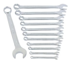 Brüder Mannesmann Gabel-Ringschlüsselsatz 12-tlg., Chrom-Vanadium, langlebig, robust, Profi-Werkzeug für Werkstatt und Auto-Hausreparaturen, Größen 6–22 mm | M 130-12