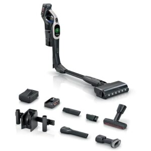 Bosch Akku-Staubsauger Unlimited 10 BKS1042GQC, kabellos, TFT-Display, Staubkomprimierung, HEPA-Filtersystem, 10 J. Motorgarantie, bis zu 2*80 Min. Akkulaufzeit, LED-Beleuchtung, schnelles Laden, grau