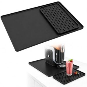 2-in-1 Silikonmatte für Ninja CREAMi & SLUSHi Zubehör, 60 x 40 cm mit Zusatzmatte – Arbeitsplattenmatte Unterlage mit erhöhtem 1 cm Rand, auslaufsicher, rutschfest & spülmaschinenfest