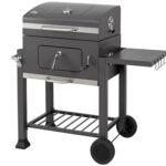 Koll Living Holzkohlegrill Lyv | Grillwagen mit Deckel, Thermometer & höhenverstellbarer Kohlewanne für optimale Hitzesteuerung | Seitenablage & Rollen
