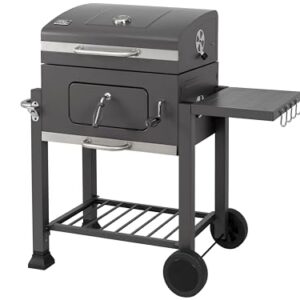Koll Living Holzkohlegrill Lyv | Grillwagen mit Deckel, Thermometer & höhenverstellbarer Kohlewanne für optimale Hitzesteuerung | Seitenablage & Rollen