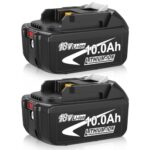 2 Stück 10.0Ah Ersatzakku für Makita Akku 18V LXT BL1850B/BL1860B – Kompatibel mit DC18RD/DC18RC Ladegerät & 18V LXT Geräten wie Bohrmaschinen, Kettensägen, Rasenmähern für Profi-Hand