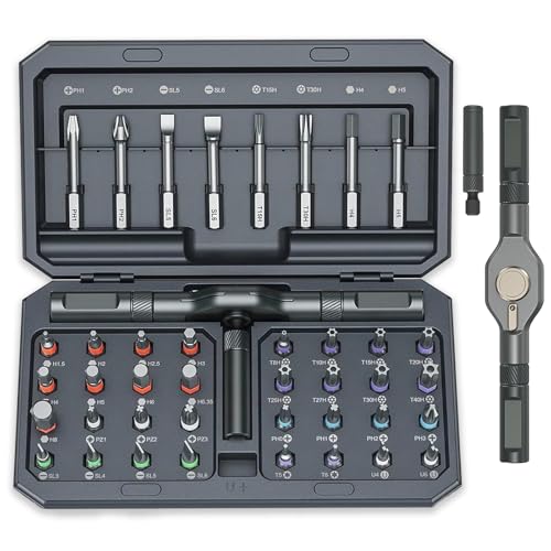 Nuoyiman 42-in-1-Magnetschraubendreher-Set, Magnetschraubendreher-Set mit austauschbarem Ratschengriff, Aufbewahrungskoffer und 40 Bits, für Möbel, Computer, Fahrräder und Heimwerkerarbeiten 1 Nuoyiman 42-in-1-Magnetschraubendreher-Set, Magnetschraubendreher-Set mit austauschbarem Ratschengriff, Aufbewahrungskoffer und 40 Bits, für Möbel, Computer, Fahrräder und Heimwerkerarbeiten