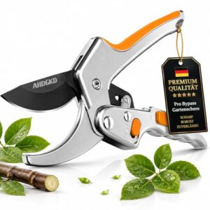 Pro Bypass Gartenschere - 4 Fache Kraftverstärkung - für Rosen & Baumschere - Scharfe Pflanzenschere Ideal Bei Arthrose - Müheloses Schneiden - Doppelte Antihaftbeschichtung
