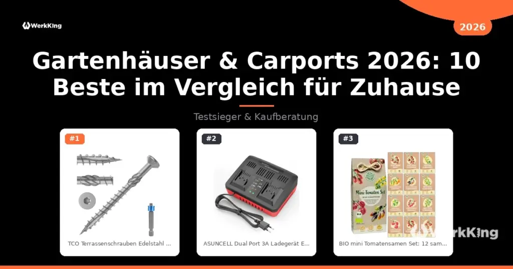 Gartenhäuser & Carports 2026: 10 Beste im Vergleich für Zuhause