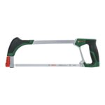 Bosch Bügelsäge 300mm (Universalsäge mit robustem Bimetall-Sägeblatt für präzise Schnitte in Metall, Holz, Kunststoff und mehr; 24 TPI; einfacher Blattwechsel; Schnittwinkel 45°/90°; Softgrip)