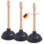 Novaliv 3 Stück Pömpel Abfluss 140 mm Ø Saugglocke Abfluss Pümpel Toilette Pömpel mit Holzstiel Plunger WC Pömpel mit Durchmesser von 14,5cm IDEAL als Abfluss Pömpel für verstopfter Abfluss Pumpfix
