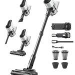 VACTechPro Akku Staubsauger kabellos F02 Lite,550W/50kPa akkustaubsauger mit 8‑stufigem Filtersystem, Selbststehend für Böden/Teppiche/Tierhaare