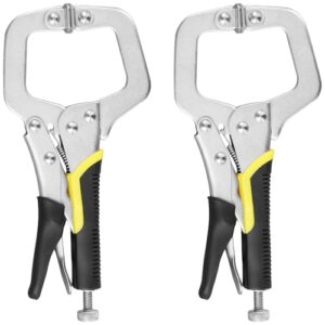 PUCSIQ 2 Stück Gripzange C-Form, 15 cm Schweißzwingen aus Kohlenstoffstahl, verstellbare C-Klemmen mit rutschfestem Griff für Holzbearbeitung & Schweißarbeiten
