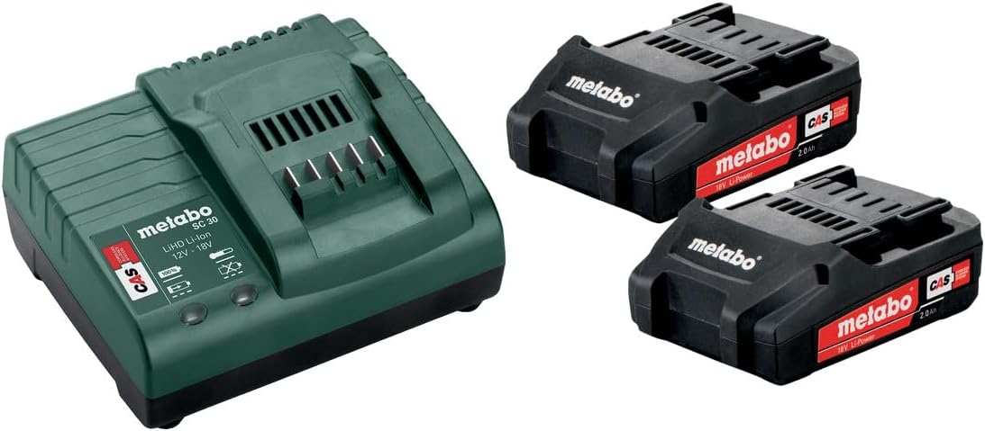 metabo Basis Set mit 2X 18V 2,0Ah Li-Power Akku & SC 30 Charger | System Zubehör für 18Volt Akkugeräte, Lihd kompatibel, Li-Ion Akkupacks mit Kapazitätsanzeige für Metabo Maschinen & CAS 4 metabo Basis Set mit 2X 18V 2,0Ah Li-Power Akku & SC 30 Charger | System Zubehör für 18Volt Akkugeräte, Lihd kompatibel, Li-Ion Akkupacks mit Kapazitätsanzeige für Metabo Maschinen & CAS – Bild 4