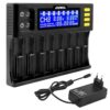 18650 Akku Ladegerät, JIUWIIL 8+2 Schacht Schnellladung Universal Akkuladegerät mit LCD-Display für Wiederaufladbare Akkus Li-Ion LiFePO4 26650 17500 16340 18650 14500 10440 & 9V 7 51JE5SopSUL. SL500