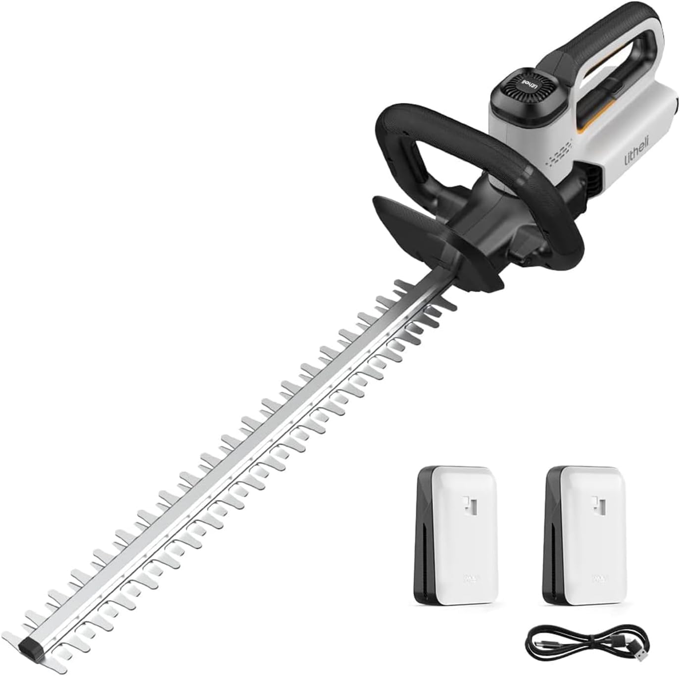 Litheli Heckenschere Akku, mit 2x10000 mAh Akkus, 51 cm Schnittlänge, Anschlagschutz, ergonomischer Griff, für Sträucherschneiden Gartenpflege, Hedge Trimmer, Zwei Akkus 1 Litheli Heckenschere Akku, mit 2x10000 mAh Akkus, 51 cm Schnittlänge, Anschlagschutz, ergonomischer Griff, für Sträucherschneiden Gartenpflege, Hedge Trimmer, Zwei Akkus