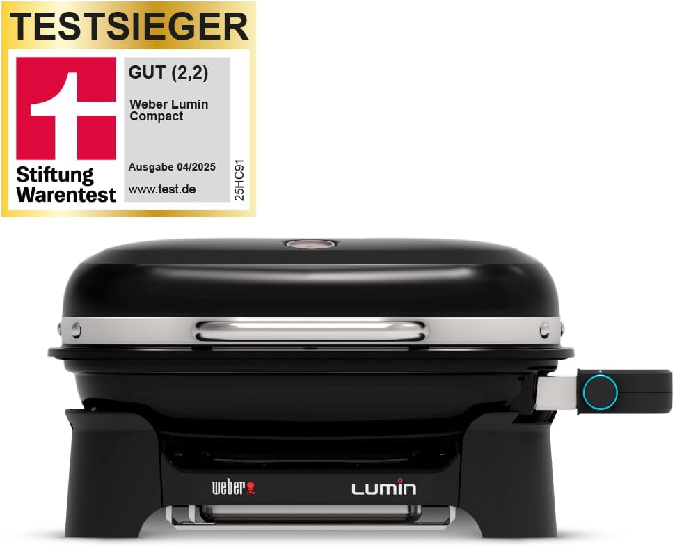 Weber Lumin Compact Tragbarer Kompakter Elektrogrill, Bis zu 315 °C, mit Deckelthermometer, Porzellanemaillierte Gusseisenroste, 43 x 32 cm Grillfläche, Schwarz (1502044) 5 Weber Lumin Compact Tragbarer Kompakter Elektrogrill, Bis zu 315 °C, mit Deckelthermometer, Porzellanemaillierte Gusseisenroste, 43 x 32 cm Grillfläche, Schwarz (1502044) – Bild 5