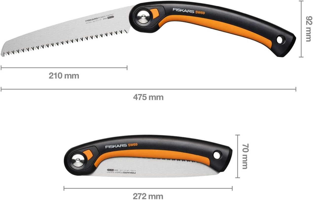 Fiskars Plus Klappsäge, Für dicke Stämme und Äste, 3 Schneidpositionen, Scharfes Power Tooth-Blatt, Grobzahnung, Blattlänge: 21 cm, Schwarz/Orange, SW69, 1067553 5 Fiskars Plus Klappsäge, Für dicke Stämme und Äste, 3 Schneidpositionen, Scharfes Power Tooth-Blatt, Grobzahnung, Blattlänge: 21 cm, Schwarz/Orange, SW69, 1067553 – Bild 5