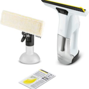 KÄRCHER Akku-Fenstersauger WV 6 Plus, extra Lange Akkulaufzeit von 100 min, LED-Ladezustandsanzeige, wechselbare Absaugdüse: 280 mm, Sprühflasche mit Mikrofaserbezug, 20 ml Fensterreiniger-Konzentrat