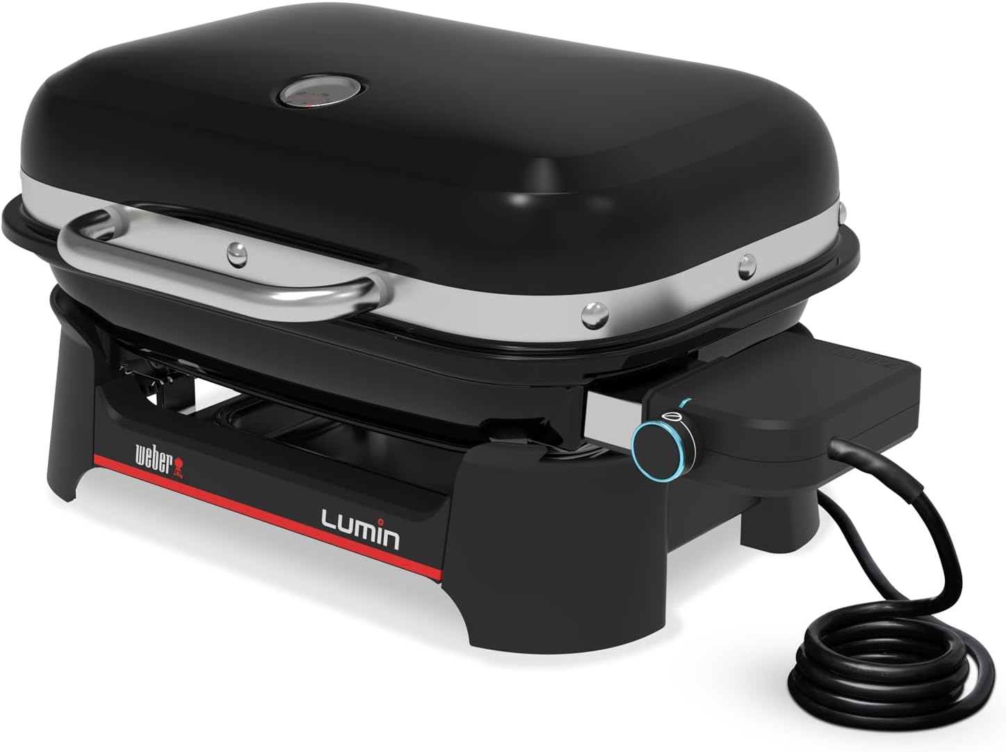 Weber Lumin Compact Tragbarer Kompakter Elektrogrill, Bis zu 315 °C, mit Deckelthermometer, Porzellanemaillierte Gusseisenroste, 43 x 32 cm Grillfläche, Schwarz (1502044) 4 Weber Lumin Compact Tragbarer Kompakter Elektrogrill, Bis zu 315 °C, mit Deckelthermometer, Porzellanemaillierte Gusseisenroste, 43 x 32 cm Grillfläche, Schwarz (1502044) – Bild 4