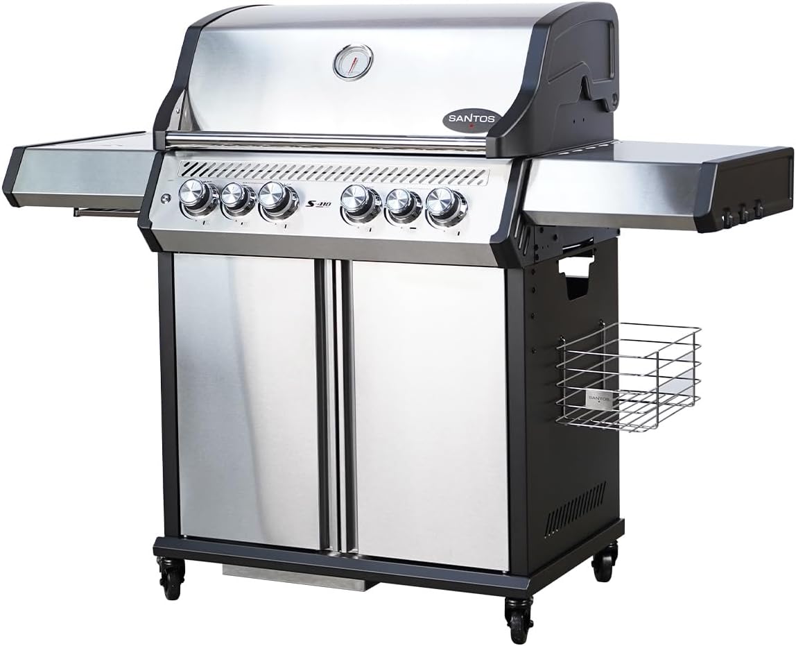 SANTOS Gasgrill S-418 Pro Edelstahl - Premium Gasgrill 4 Brenner - 800°C Infrarot Seitenbrenner & Heckbrenner - Langlebiger BBQ Gas Grill mit optimaler Isolierung - Edelstahl Grillrost & Warmhalterost 1 SANTOS Gasgrill S-418 Pro Edelstahl - Premium Gasgrill 4 Brenner - 800°C Infrarot Seitenbrenner & Heckbrenner - Langlebiger BBQ Gas Grill mit optimaler Isolierung - Edelstahl Grillrost & Warmhalterost