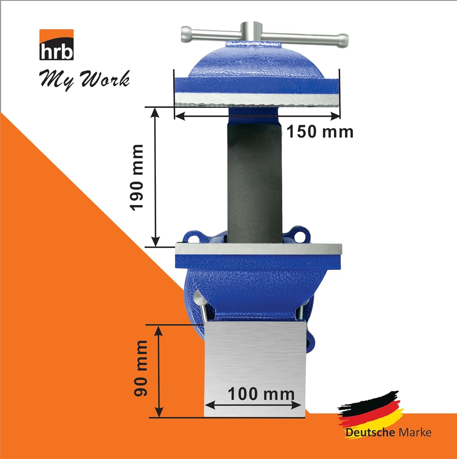 HRB Schwerer Schraubstock (160 mm Spannweite), Tischschraubstock drehbar 360°, Hochwertige feste gehärtete Stahlbacken, massive Schraubzwinge mit Hammerschlaglackierung Blau 2 HRB Schwerer Schraubstock (160 mm Spannweite), Tischschraubstock drehbar 360°, Hochwertige feste gehärtete Stahlbacken, massive Schraubzwinge mit Hammerschlaglackierung Blau – Bild 2