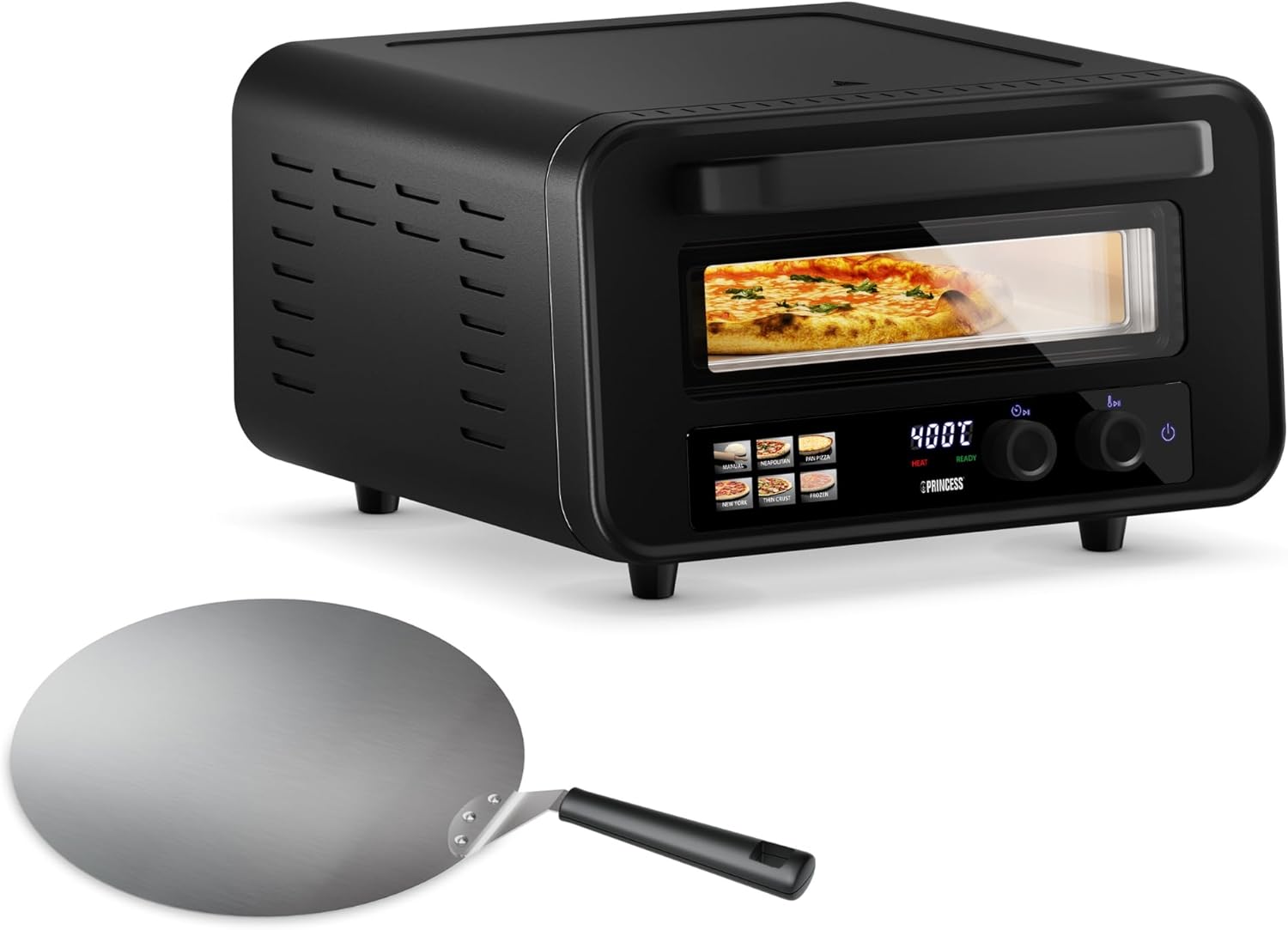 Princess Pizzaofen Pro Max, 15L, 400°C, Digitales Bedienfeld, 2100W, Pizzastein & Schaufel, Ober-/Unterhitze, Timer, Kühle Tür, Kompakt & Tragbar, Für Innen-/Außenbereich, 112780 1 Princess Pizzaofen Pro Max, 15L, 400°C, Digitales Bedienfeld, 2100W, Pizzastein & Schaufel, Ober-/Unterhitze, Timer, Kühle Tür, Kompakt & Tragbar, Für Innen-/Außenbereich, 112780