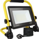 50W Led Baustrahler,5400LM Superhelle Arbeitsleuchte,Tragbares Baustrahler,6000K TageslichtWeiß,Ip66 Wasserdicht,Eu-Stecker Bauleuchten mit 3.5M Kabel und Schalter für Werkstatt,Garage,Garten