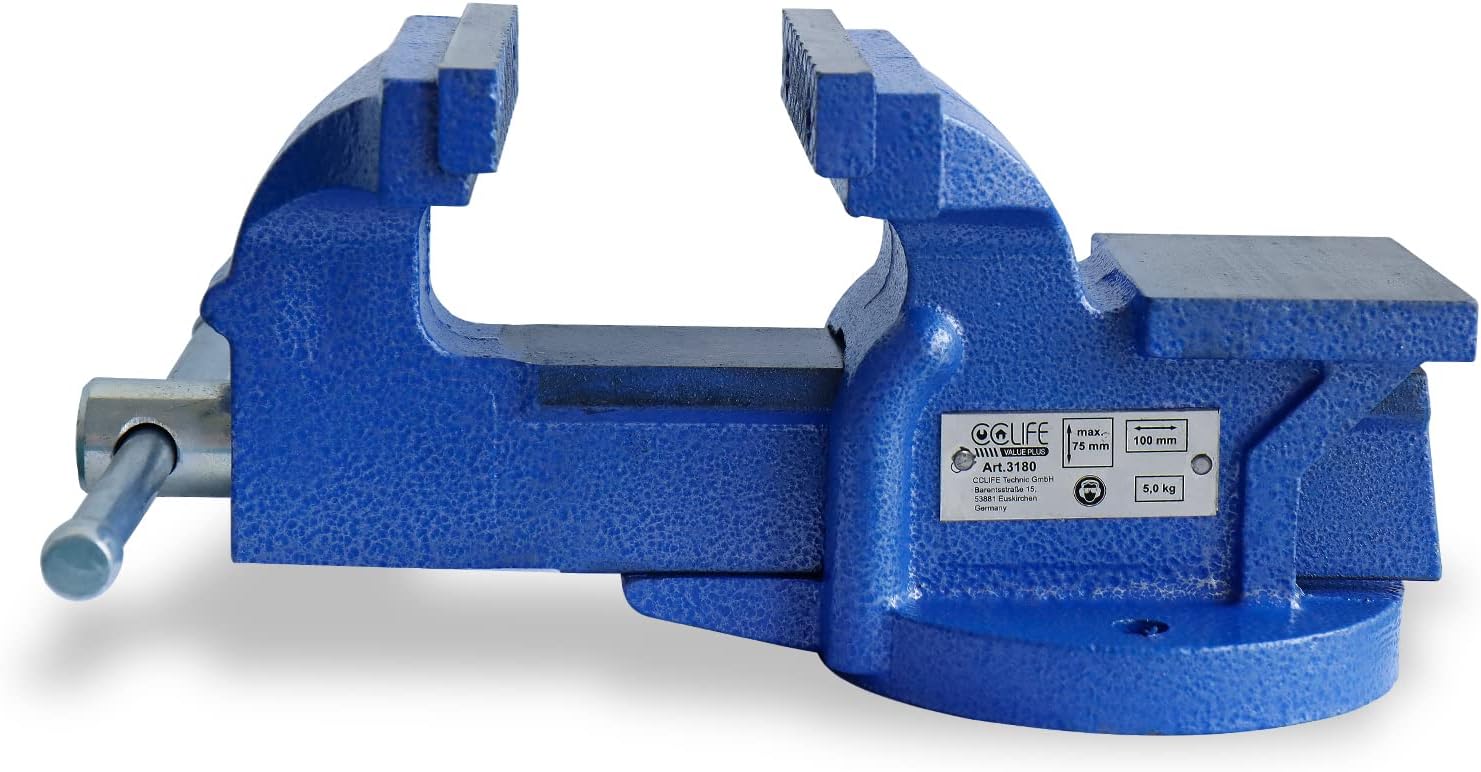 CCLIFE Feststehend Schraubstock Gusseisen 100/125/150 mm für Werkbank Werkbankschraubstock Parallelschraubstock, Modell:100mm | Parallelschraubstock, Metallbearbeitung, Holzbearbeitung, Werkstatt,Klemmkraft,sicherer Halt,stabil,präzise,langlebig 2 CCLIFE Feststehend Schraubstock Gusseisen 100/125/150 mm für Werkbank Werkbankschraubstock Parallelschraubstock, Modell:100mm | Parallelschraubstock, Metallbearbeitung, Holzbearbeitung, Werkstatt,Klemmkraft,sicherer Halt,stabil,präzise,langlebig – Bild 2