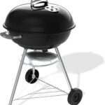 Weber Compact Kettle Holzkohlegrill 57 cm mit Stand und Rädern | Rostbeständige porzellanemaillierte Oberfläche, Ascheauffangschale, 2342 cm² Grillfläche, Schwarz