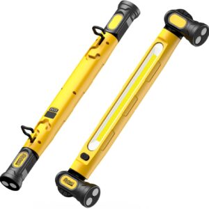 Werkstattlampe 3000LM mit 3 Farbtemperaturen,Arbeitsleuchte Led Akku mit Magnet & Haken, 5200mAh USB-C Schnellladung, IP54 Wasserdicht für Auto-Reparatur, Camping, Baustelle, Garage (Gelb)