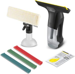 KÄRCHER Akku-Fenstersauger WV 6 Plus Multi Black Edition, extra Lange Akkulaufzeit von 100 min, Sprühflasche mit Mikrofaserbezug, 3 farbige Ersatz-Abziehlippen, 20 ml Fensterreiniger-Konzentrat
