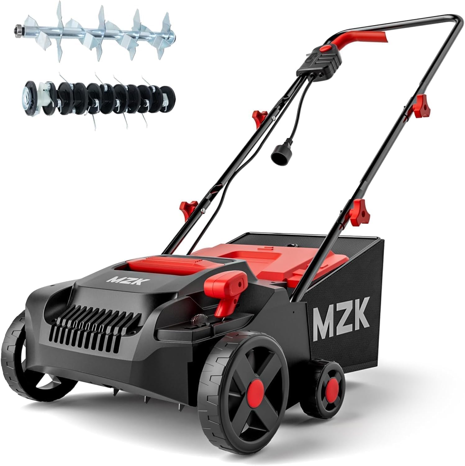 MZK 2-in-1 Elektro-Vertikutierer & Rasenlüfter, 33 cm, 13 A | 33 cm Arbeitsbreite, 4-stufige Höhenverstellung und 30L Fangkorb für einen gesunden Rasen. 1 MZK 2-in-1 Elektro-Vertikutierer & Rasenlüfter, 33 cm, 13 A | 33 cm Arbeitsbreite, 4-stufige Höhenverstellung und 30L Fangkorb für einen gesunden Rasen.