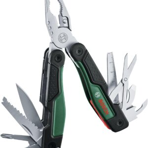 Bosch 16-in-1 Multi-Tool (Multifunktionswerkzeug zum Heimwerken, Outdoor und Camping; Edelstahl; Verriegelungsfunktion; Softgrip; 16 Funktionen: Zange; Schraubendreher; Messer; Säge, usw.)