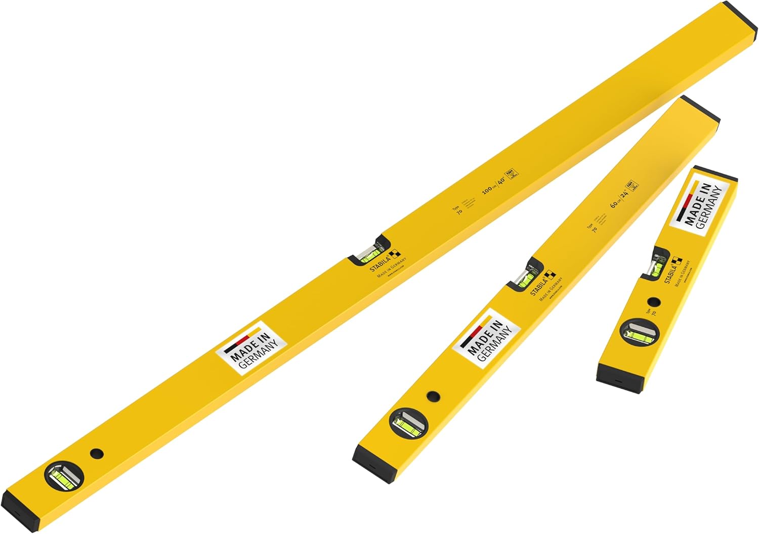 STABILA Wasserwaage im Set - PRIME SET 70-3-teiliges Wasserwaagen Set: 100 cm / 60 cm / 30 cm, Horizontal & Vertikal Libelle, Kunststoff-Endkappen, Made in Germany 1 STABILA Wasserwaage im Set - PRIME SET 70-3-teiliges Wasserwaagen Set: 100 cm / 60 cm / 30 cm, Horizontal & Vertikal Libelle, Kunststoff-Endkappen, Made in Germany