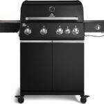 BURNHARD® Gasgrill 4-Brenner, 21,2 kW Gesamtleistung | Infrarot-Keramikbrenner, Seitenkochfeld, Edelstahl, Gussrost, große Grillfläche, Piezo-Zündung – Big FRED Deluxe