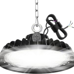 UFO 150W Werkstattlampe LED Hallenstrahler Dimmbare 90W/120W/150W High Bay Light 25500LM Treiber 6000K Superhelle Werkstatt Deckenleuchte IP65 Industriestrahler 120° für Fabriken, Lager