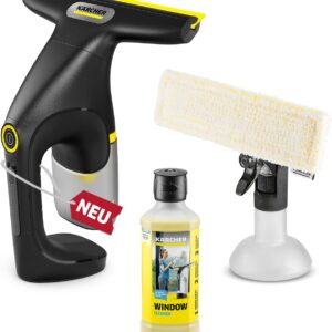 Kärcher Akku-Fenstersauger WV Compact Care Extra+ Black | 360°-Einsatz, 100ml Tank, Inkl. Sprühflasche mit Mikrofaser-Wischbezug & Fensterreiniger (500ml)