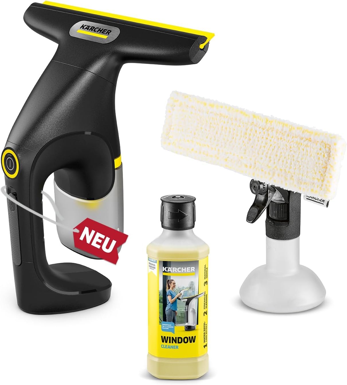 Kärcher Akku-Fenstersauger WV Compact Care Extra+ Black | 360°-Einsatz, 100ml Tank, Inkl. Sprühflasche mit Mikrofaser-Wischbezug & Fensterreiniger (500ml) 1 Kärcher Akku-Fenstersauger WV Compact Care Extra+ Black | 360°-Einsatz, 100ml Tank, Inkl. Sprühflasche mit Mikrofaser-Wischbezug & Fensterreiniger (500ml)
