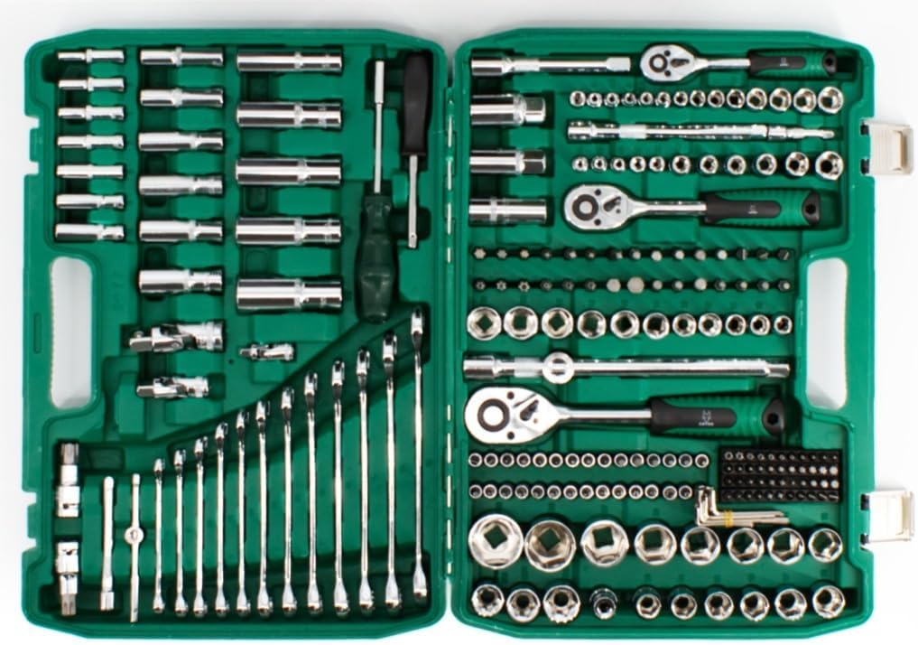 Steckschlüsselsatz 216-teilig 1/2" 3/8" 1/4" Koffer | Profi-Werkzeugkoffer, Cr-V Stahl, Ratschen, Nüsse, Bits, für KFZ-Werkstatt & Heimwerker 2 Steckschlüsselsatz 216-teilig 1/2" 3/8" 1/4" Koffer | Profi-Werkzeugkoffer, Cr-V Stahl, Ratschen, Nüsse, Bits, für KFZ-Werkstatt & Heimwerker – Bild 2
